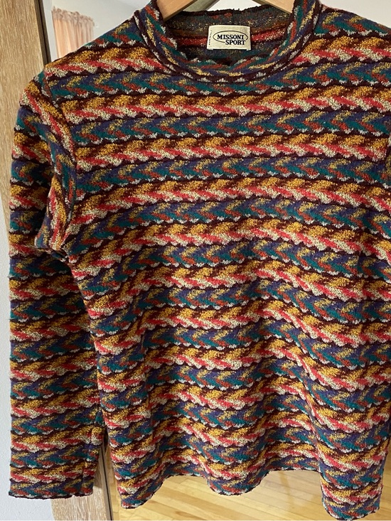 Missoni Sweaters - Vintage 90s Missoni Sport Multicolor Wave-Pattern Crewneck Cropped Boxy Sweater